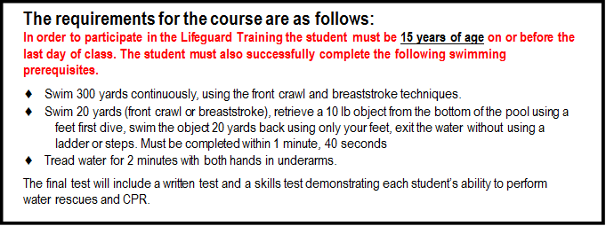 American Red Cross Lifeguard Training Certifications Requirements