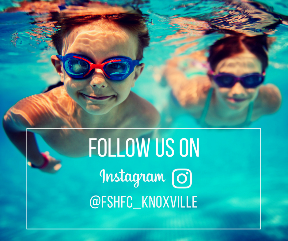 photo of young boy and girl swimming with the following wording: follow us on instagram @fshfc_knoxville